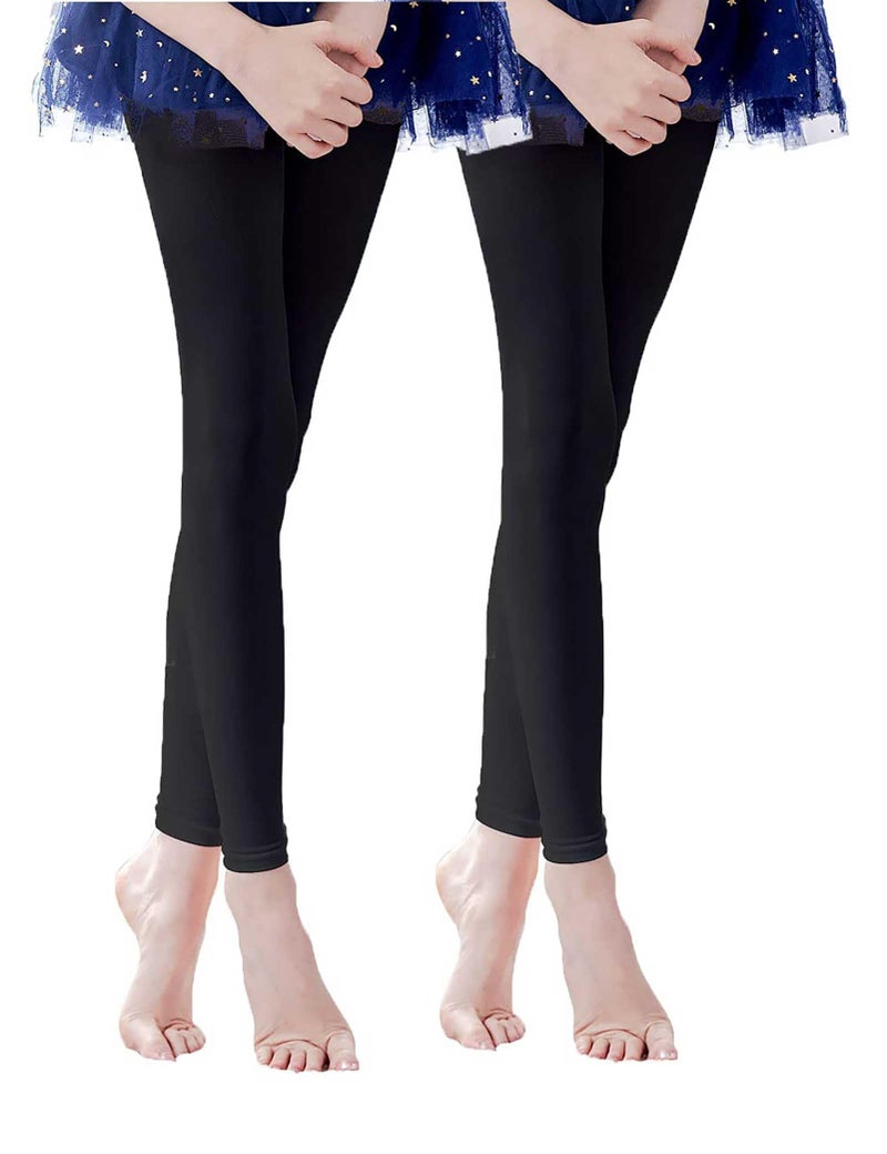 Daydance Girl's Black Footless Tights for Dance, Ballet 90 Denier 2 Pairs - Image 1